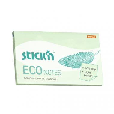 Stick'n öntapadó jegyzettömb Eco Note 76x127 mm, 100 lap - pasztell zöld