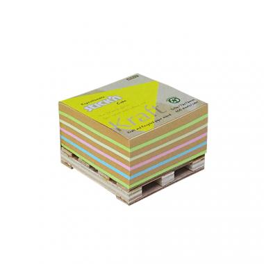 Stick'n öntapadó jegyzettömb újrahasznosított mini raklapos Kraft cube 400 lap - színes