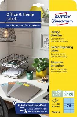 Avery univerzális címke - kék 70 x 37 mm 10 lapos
