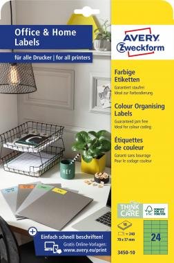 Avery univerzális címke - zöld 70 x 37 mm 10 lapos