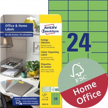 Avery univerzális címke - zöld 70 x 37 mm 10 lapos