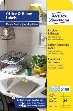 Avery univerzális címke - sárga 70 x 37 mm 10 lapos
