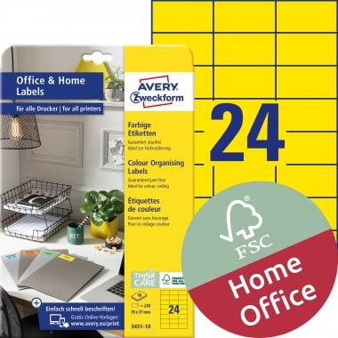 Avery univerzális címke - sárga 70 x 37 mm 10 lapos
