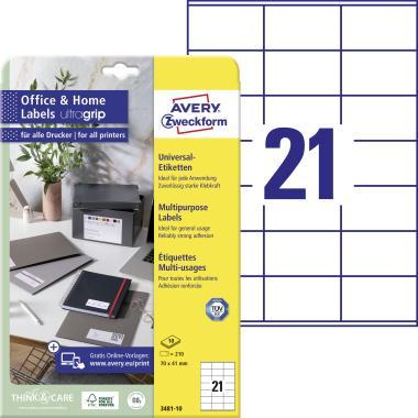 Avery univerzális címke 70 x 41 mm - fehér 10 ív