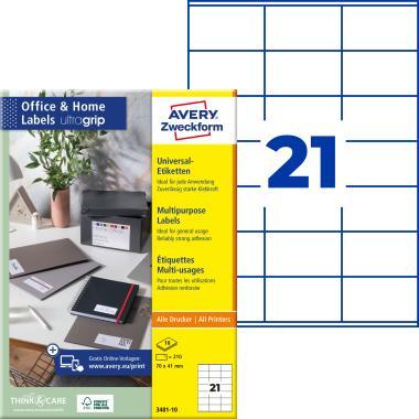 Avery univerzális címke 70 x 41 mm - fehér 10 ív