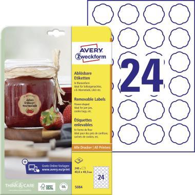 Avery univerzális visszaszedhető virág formájú címke - fehér 40 mm