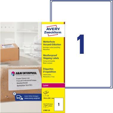 Avery fehér időjárásálló csomag címke 199,6 x 143,5 mm