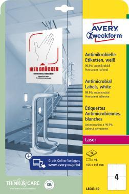 Antimikrobiális fóliacímke 105x148mm fehér
