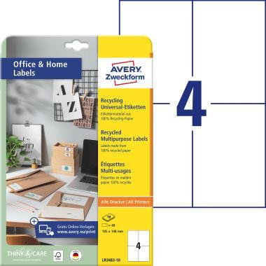 Avery univerzális újrahasznosított címke 105 x 148 mm - fehér 10 ív