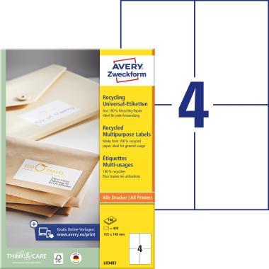 Avery univerzális újrahasznosított címke 105 x 148 mm - fehér 100 ív
