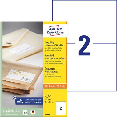 Avery univerzális újrahasznosított címke  210 x 148 mm - fehér 100 ív