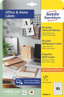 Avery univerzális újrahasznosított címke 38 x 21,2 mm - fehér 10 ív