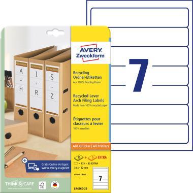 Avery újrahasznosított iratrendező címke 38 x 192 mm - fehér 100 ív
