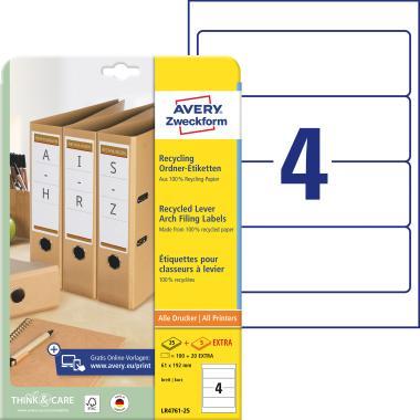 Avery újrahasznosított iratrendező címke 61 x 192 mm - fehér 100 ív