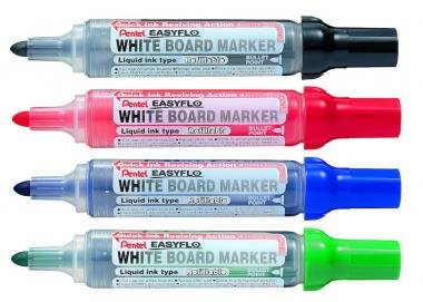 Pentel táblamarker utántölthető kerek hegyű  93%-ban újrahasznosított Easyflo 2,5 mm - piros