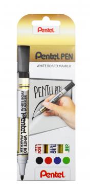 Pentel táblamarker kerek hegyű 2 mm 4 db-os szett - fekete, kék, piros, zöld