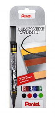 Pentel marker alkoholos kerek hegyű 4 db-os szett - fekete, piros, kék, zöld