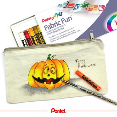 Pentel textilkréta 15 szín + 1 db textilre író zseléstoll díszdobozos szettben