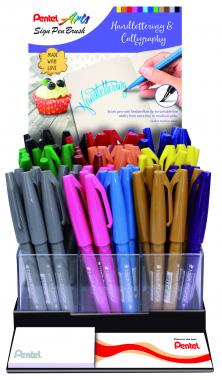 Pentel ecsettoll kalligrafikus hajlékony hegyű Brush Sign Pen 75 db-os töltött display