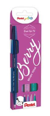 Pentel ecsettoll kalligrafikus hajlékony hegyű Brush Sign Pen 4 db-os - tkék, türk, ibolya, mály