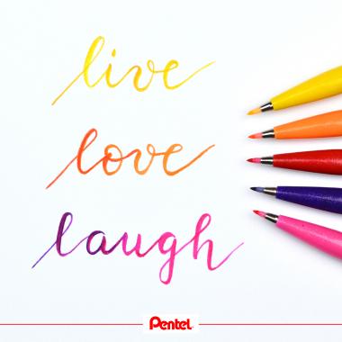 Pentel ecsettoll kalligrafikus hajlékony hegyű Brush Sign Pen - napsárga