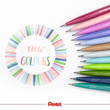 Pentel ecsettoll kalligrafikus hajlékony hegyű Brush Sign Pen - olívazöld