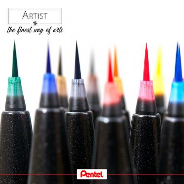 Pentel ecsettoll vékony Brush Sign Pen Artist - citromsárga
