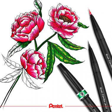 Pentel ecsettoll vékony Brush Sign Pen Artist - barna