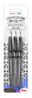 Pentel ecsettoll pigementált Brush Sign Pen 3 db-os szett