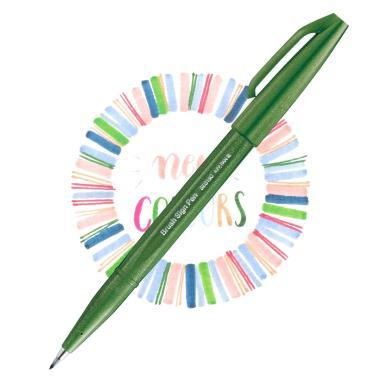 Pentel ecsettoll kalligrafikus hajlékony hegyű Brush Sign Pen - olívazöld