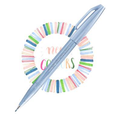 Pentel ecsettoll kalligrafikus hajlékony hegyű Brush Sign Pen - szürkéskék