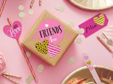 Avery papír matrica - With love felirat, fényes fóliával 1 ív