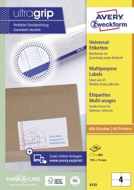 Avery Zweckform univerzális címke DIN A5, 105 x 74 mm
