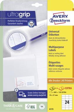 Avery univerzális címke - fehér 70 x 37 mm