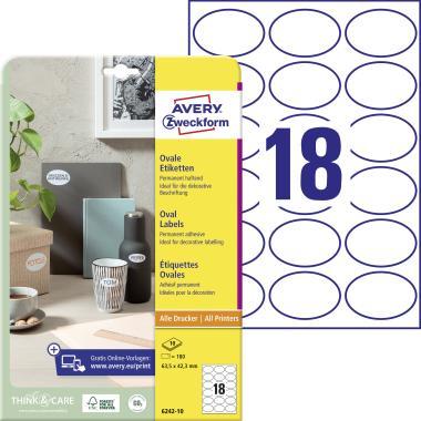 Avery ovális címke 63,5x42,3mm 10 ív