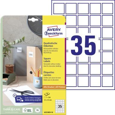 Avery szögletes címke visszaszedhető 35x35mm 10 ív