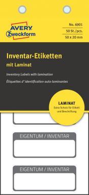 Avery öntapadó önlamináló leltárcímke 50 x 20 mm - fekete