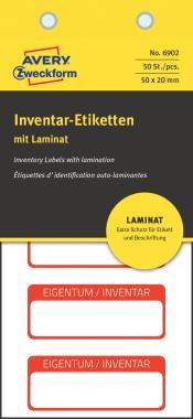 Avery öntapadó önlamináló leltárcímke 50 x 20 mm - piros