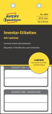 Avery öntapadó önlamináló leltárcímke 60 x 30 mm - fekete