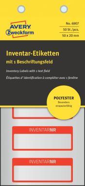 Avery öntapadó ezüst poliészter fólia leltárcímke 50 x 20 mm 1 mező - piros