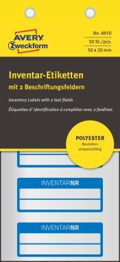 Avery öntapadó ezüst poliészter fólia leltárcímke 50 x 20 mm 2 mező - kék