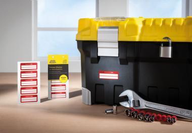 Avery öntapadó ezüst poliészter fólia leltárcímke 50 x 20 mm 2 mező - piros