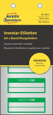 Avery öntapadó ezüst poliészter fólia leltárcímke 50 x 20 mm 2 mező - zöld