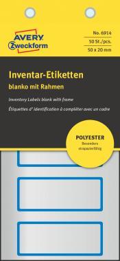 Avery öntapadó ezüst poliészter fólia leltárcímke 50 x 20 mm - kék