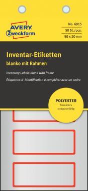 Avery öntapadó ezüst poliészter fólia leltárcímke 50 x 20 mm - piros