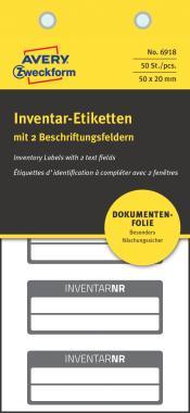 Avery öntapadó leszedhetetlen leltárcímke 50 x 20 mm 2 mező - fekete