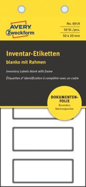 Avery öntapadó leszedhetetlen leltárcímke 50 x 20 mm - fekete