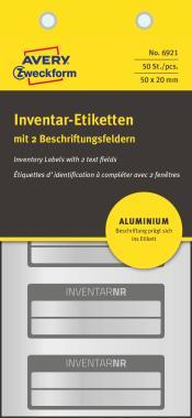 Avery öntapadó leltárcímke aluminium fóliából 50 x 20 mm 2 mező - fekete
