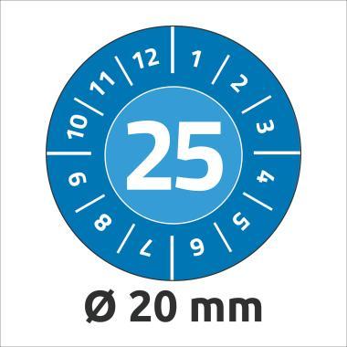 Avery eltávolíthatatlan öntapadó plakett 2025 év-hónapokkal Ø 20 mm - kék