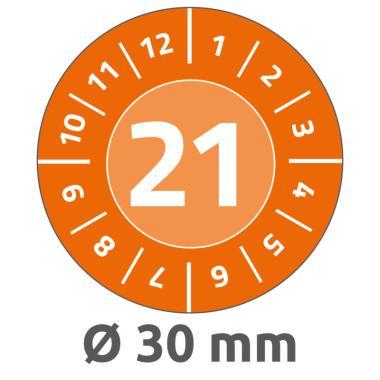 Avery eltávolíthatatlan öntapadó plakett 2021 év-hónapokkal Ø 30 mm - narancssárga